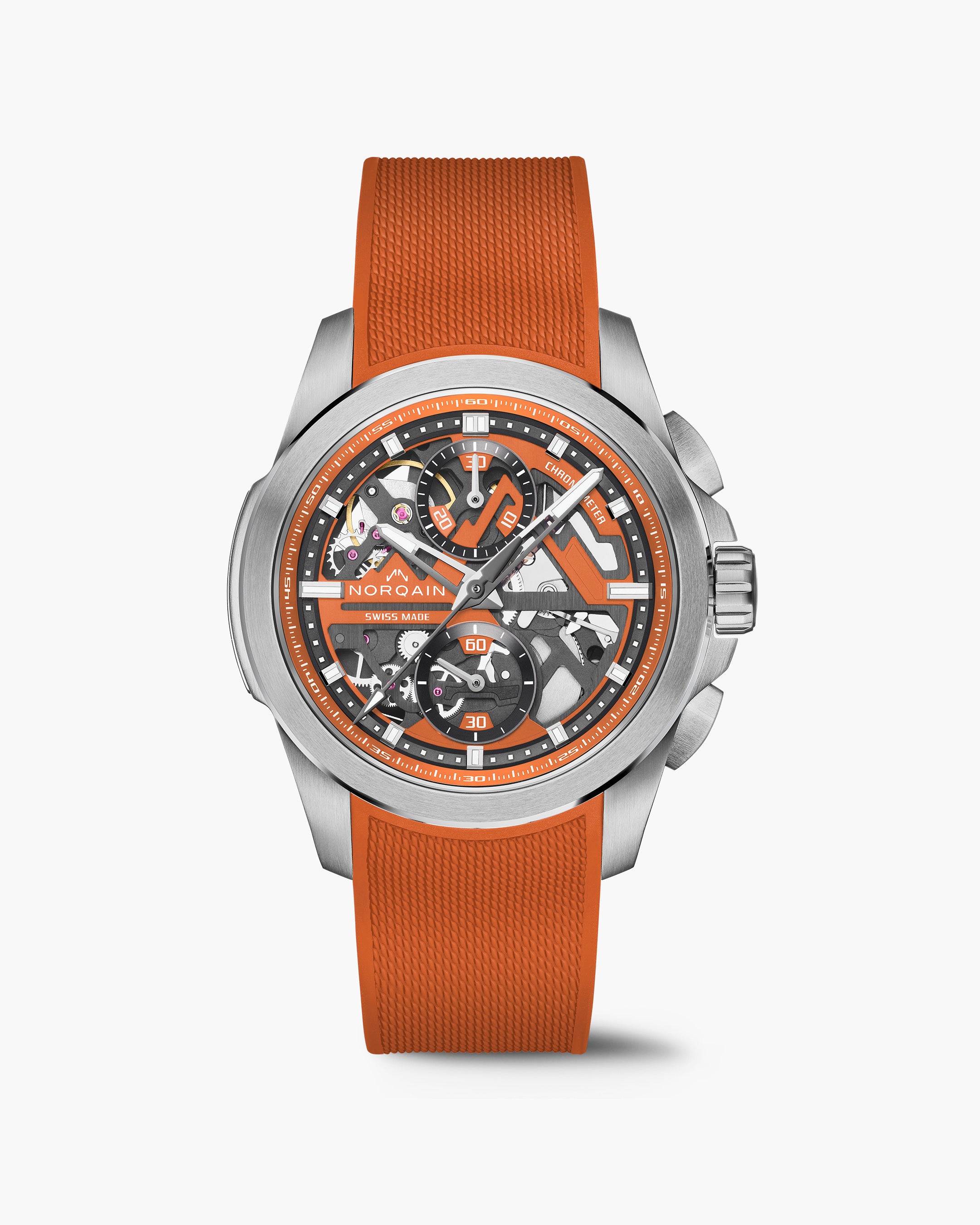 Independence Skeleton Chrono 42mm Orange | NORQAIN Swiss Made